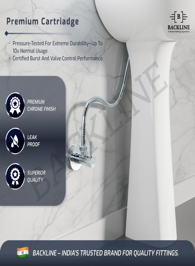 B BACKLINE صمام زاوية نحاسي 100% من Backline للحمام | صنبور زاوية شديد التحمل | مقاوم للتآكل | طلاء كروم | صنبور أحادي الاتجاه لحوض الغسيل، وخزان التدفق، وحوض المطبخ، وتوصيل سخان المياه (عبوة من قطعتين) - Image 4